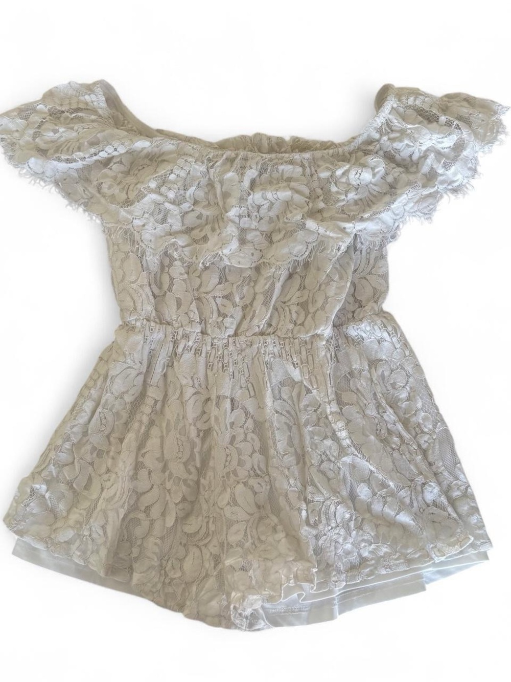 Bella & Bloom White Lace Floral Romper Women’s Size XL Feminine
